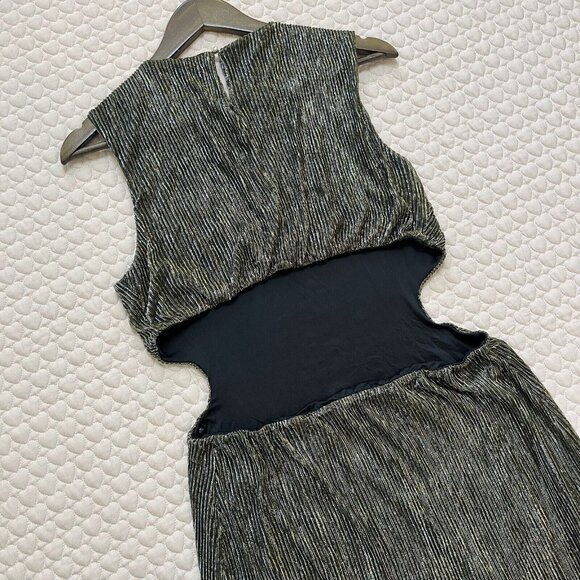NWOT MINKPINK Emory Cut-out Ribbed Midi Dress Metal Black Gold Size XL - Picture 13 of 15